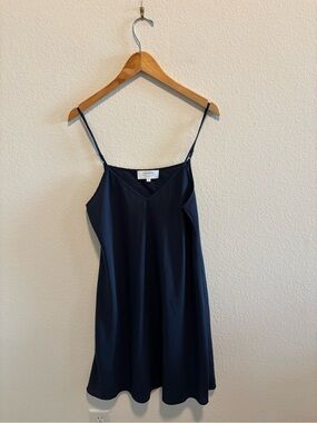 La Ligne Navy Slip Dress - V-Neck Spaghetti Strap